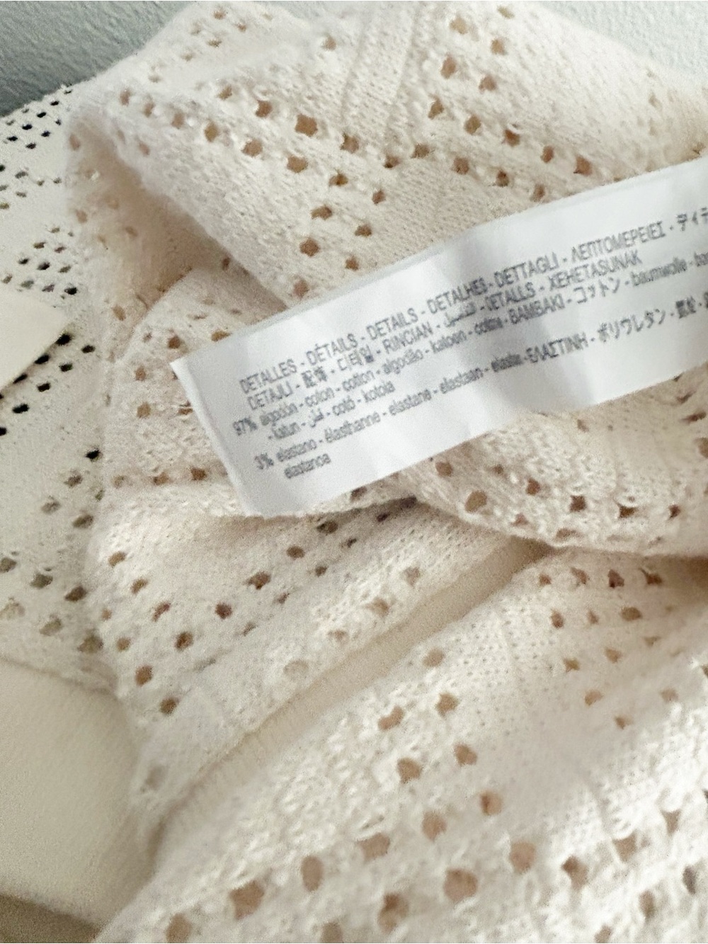 Zara Ecru Crochet Knit Short Sleeve Shirt | Size XL - Picture 6 of 6